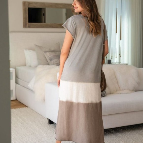 Elegant Gray and Brown Maxi Dress - Picture 7 of 16